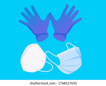 medizinische Handschuhe, medizinische Maske, Vektorgrafik