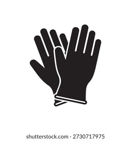 Medical Gloves Pair Black Vector Icon on white back