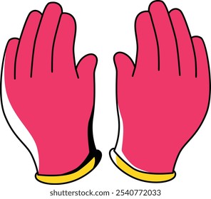 Guantes médicos con ilustración de color rojo