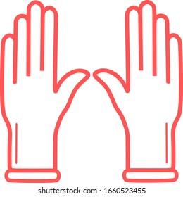 Medical gloves vector icon isolated on white background. Protective rubber gloves icon for infographic, website or app. Latex hand protection sign. Housework cleaning equipment symbol. 