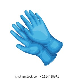 Medical gloves vector illustration. Cartoon isolated blue protective rubber or latex clothing for doctors hands, disposable antibacterial gloves for protection against viruses from first aid kit