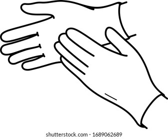 Medical Gloves. Vector Outline Icon.