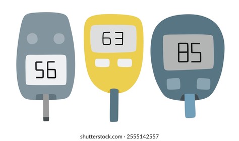 Medical Glucometer in the flat style on white background.
