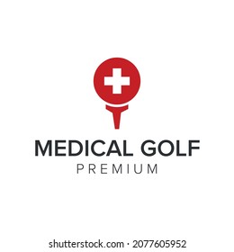 medical golf logo icon vector template