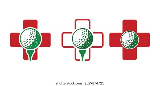 Plantilla médica del Vector del icono del logotipo del golf
