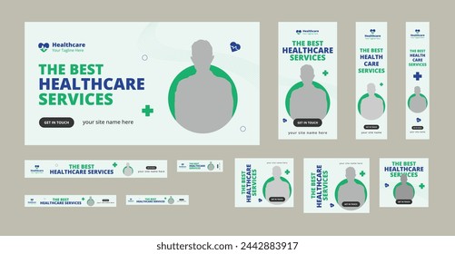 Medical Google Ads banner Design Template, Set Of Web Banner for medical campaign, Vector