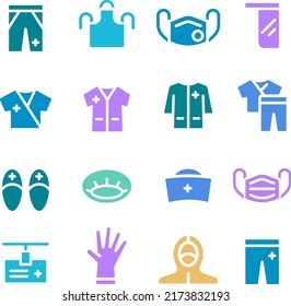 Medical Gown Glyph Color Filled Icon Solid Illustration