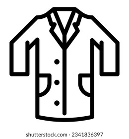 Icono de la línea de traje médico, concepto de ropa, signo de uniforme de laboratorio sobre fondo blanco, personal del hospital e ícono de disfraces de doctores en contorno para diseño web móvil. Gráficos vectoriales.