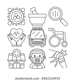 Ilustración vectorial de elementos gráficos médicos