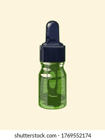 Medical green glass wide dropper, hand drawn sketch art