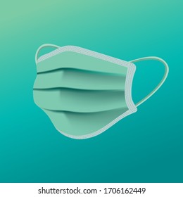 medical green Mask with 3d illustration 
