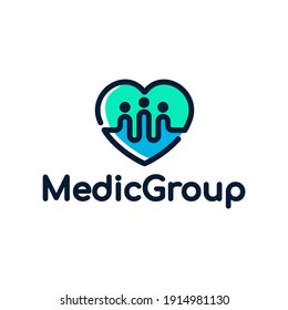 Medical Group Vector Logo Template. This Design Use Hart Or Love, Pulse, And Human Or People Symbol. Suitable For Health.