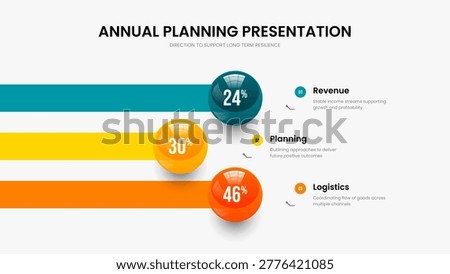 Medical Growth Three Step Infographic Slideshow Template. Sales Innovation 3 Option Diagram Presentation Design. Minimalist Briefing Slide Layout Vector Illustration.
