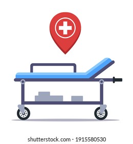 medical gurney in the hospital for transporting patients. flat vector illustration isolated on white background.