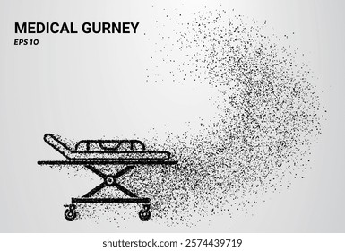 Medical Gurney of particles. Medical Gurney consists of small circles. Vector illustration.