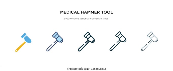 medical hammer tool icon in different style vector illustration. two colored and black medical hammer tool vector icons designed in filled, outline, line and stroke style can be used for web,