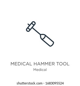 Medical hammer tool icon. Thin linear medical hammer tool outline icon isolated on white background from medical collection. Line vector sign, symbol for web and mobile