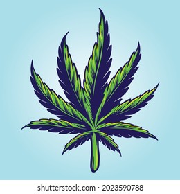 Medical Hand drawn Cannabis Leaf Vector illustrations for your work Logo, mascot merchandise t-shirt, stickers and Label designs, poster, greeting cards advertising business company or brands.