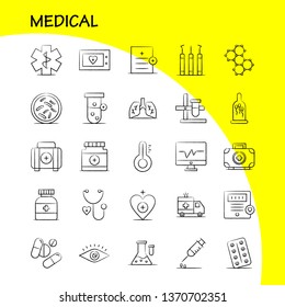 Medical Hand Drawn Icons Set For Infographics, Mobile UX/UI Kit And Print Design. Include: Ambulance, Medical, Healthcare, Hospital, Heart, Medical, Scanner, Statistic, Eps 10 - Vector