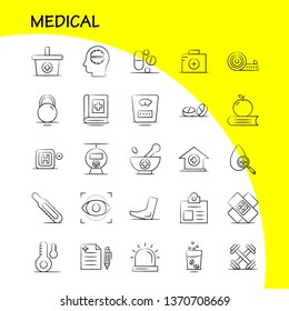 Medical  Hand Drawn Icons Set For Infographics, Mobile UX/UI Kit And Print Design. Include: Test Tube, Science, Medical, Lab, Collection Modern Infographic Logo and Pictogram. - Vector
