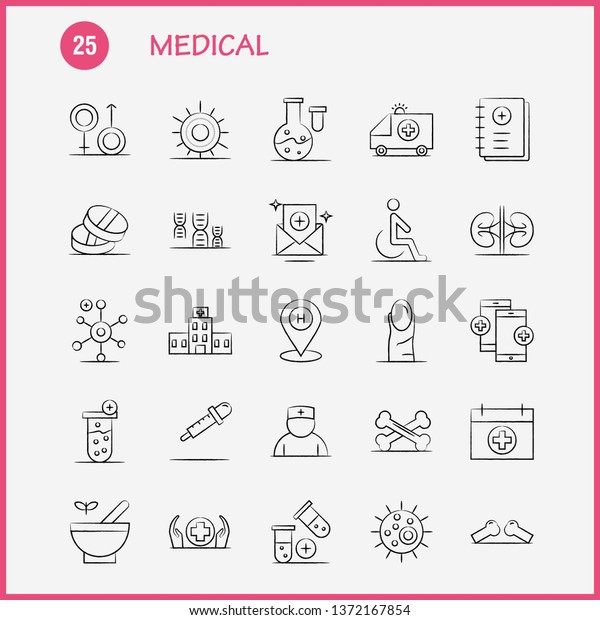 Medical  Hand Drawn Icons Set For Infographics,\
Mobile UX/UI Kit And Print Design. Include: Bandage, Plaster,\
Medical, Health, Care, Thermometer, Heat, Temp, Collection Modern\
Infographic Logo and\
Pic