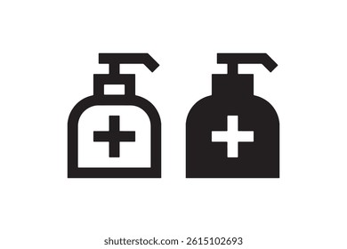 Medical hand sanitizer bottle icon set Vector