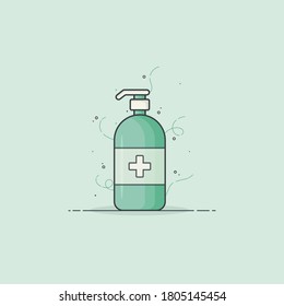 Medical hand sanitizer bottle illustration, hand wash icon.