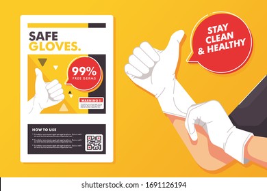 medical handgloves packaging concept template