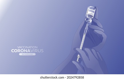 Medical hands holds syringe and vaccine.Vector	
