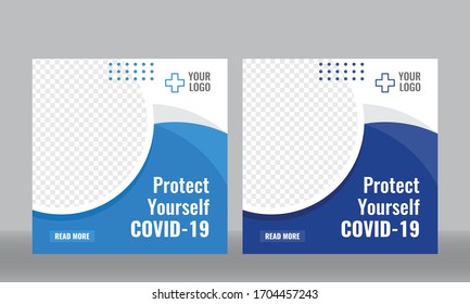 Medical Health Banner About Coronavirus, Social Media Instagram Post Banner Template