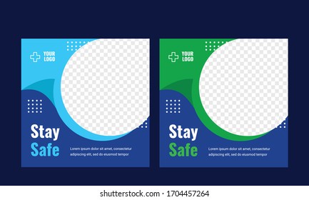 Medical Health Banner About Coronavirus, Social Media Instagram Post Banner Template