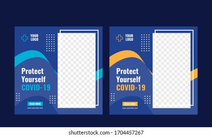 Medical Health Banner About Coronavirus, Social Media Instagram Post Banner Template