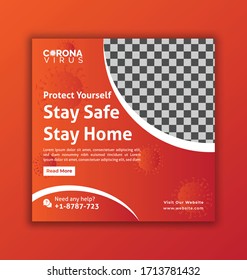 Medical health banner about coronavirus, social media instagram post banner vector template