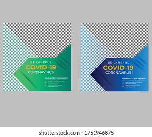 Medical health banner about coronavirus, social media post banner template Premium Vector
