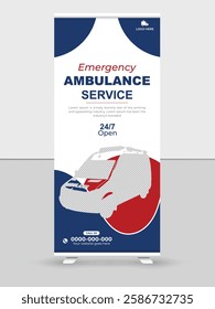 Medical health care ambulance service roll up banner design