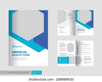 Medical health care bifold or two fold brochure template