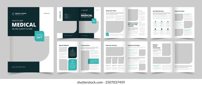 Medical health care brochure, Medical Clinic Brochure Layout, Vector Template