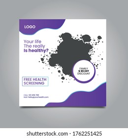 Medical health care center social media post templates