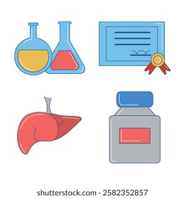 Medical Health Care Clinic Medication Minimal Line Fill Colorful