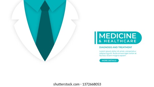 Medical and health care concept background. Doctor in lab coat on white background