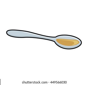 Medical and Health care concept represented by spoon with medicine icon. Isolated and flat illustration 