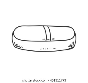 Medical and Health care concept represented by pill icon. Isolated and sketch illustration 