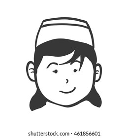 Medical and health care concept represented by silhouette nurse woman icon. Isolated and flat illustration