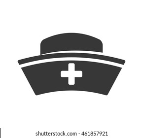 Medical and health care concept represented by nurse hat silhouette icon. Isolated and flat illustration