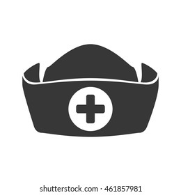 Medical and health care concept represented by nurse hat silhouette icon. Isolated and flat illustration