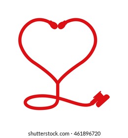 Medical and Health care concept represented by stethoscope and heart icon. Isolated and flat illustration