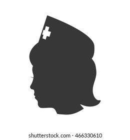 Medical and health care concept represented by silhouette nurse woman icon. Isolated and flat illustration