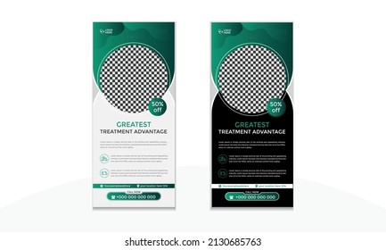 Medical health care Consultancy and vaccination medical roll-up design, standee and banner template decoration for exhibition, printing, presentation, and brochure flyer concept vector illustration