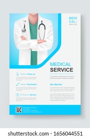 Medical Health Care Cover Template Design For Flyer, Brochure, Leaflets, Pamphlet,  Presentation,  Banner, Magazine, Poster. Vector Illustration.