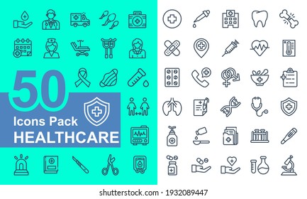 Medical and health care Elements of a modern outline, Stroke, linear style. Simple symbol collection. vector icon illustration